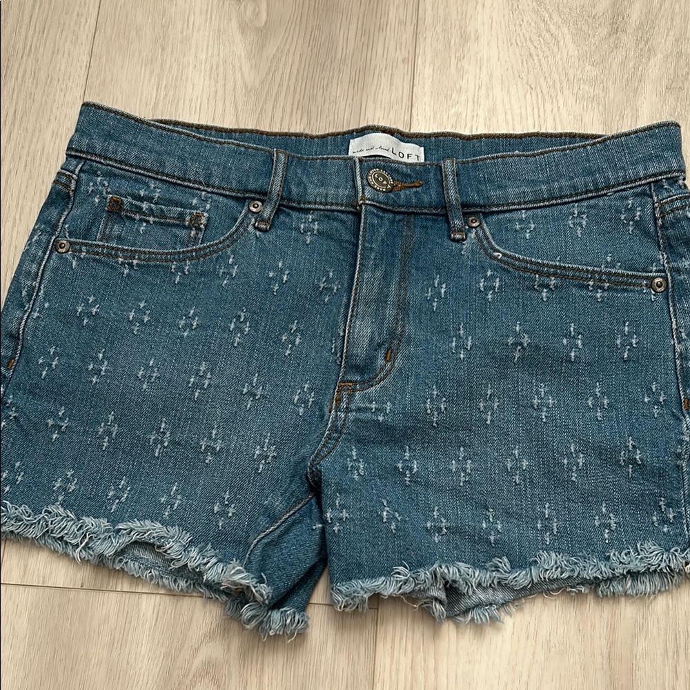 LOFT Blue Jean Shorts with Star Pattern